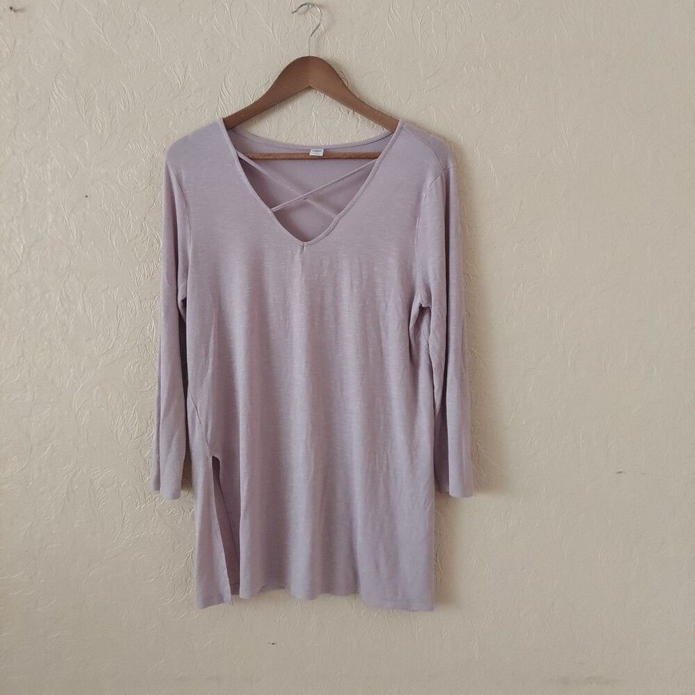 Old Navy Light Purple Cross Cross Front Rayon Stretch Tunic Top Sz Large